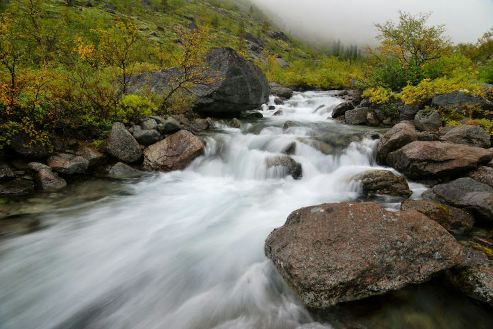 Fast mountain stream in Khibiny Mountains. Image by Yevgen Timashov / Getty Images