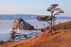 Shaman rock on Olkhon Island at Baikal Lake, Russia. Image by Narchuk.com / Getty Images