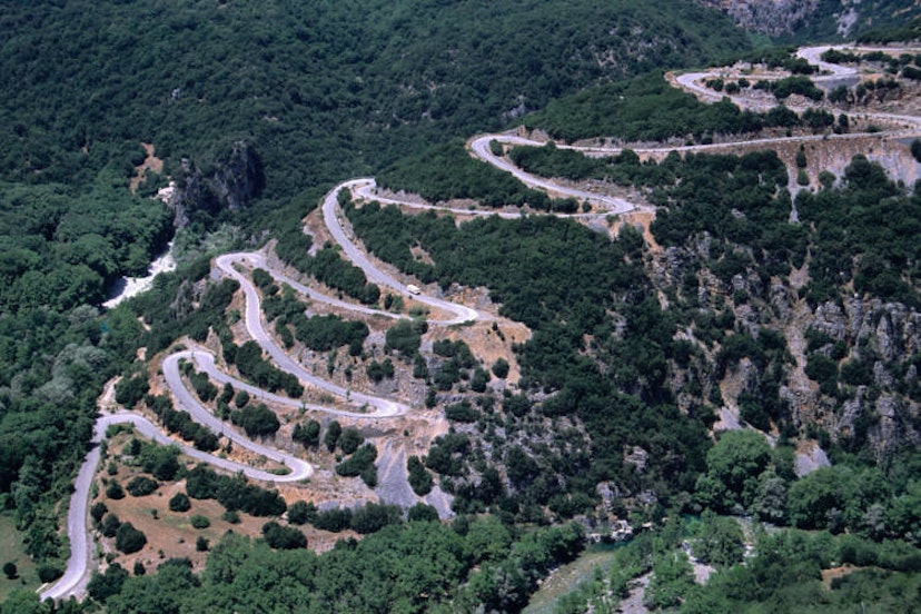 Winding road through the Pindos Mountains, northern Greece. Image by Mark Daffey / Getty Images