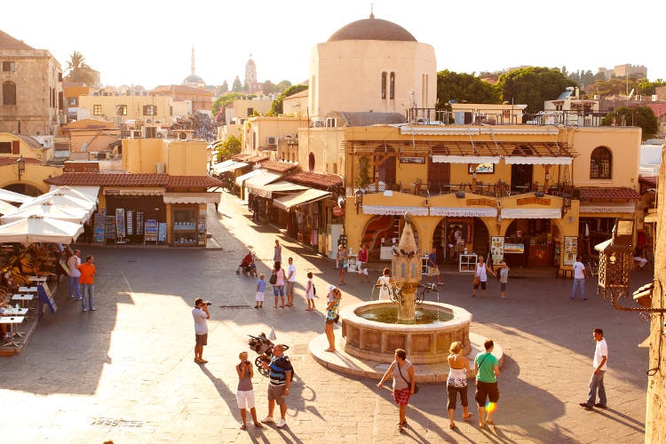 Historic main square in Rhodes' Old Town. Image by Matt Munro / Lonely Planet