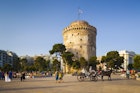 Thessaloniki town square and White Tower. Image by Walter Bibikow / Getty Image