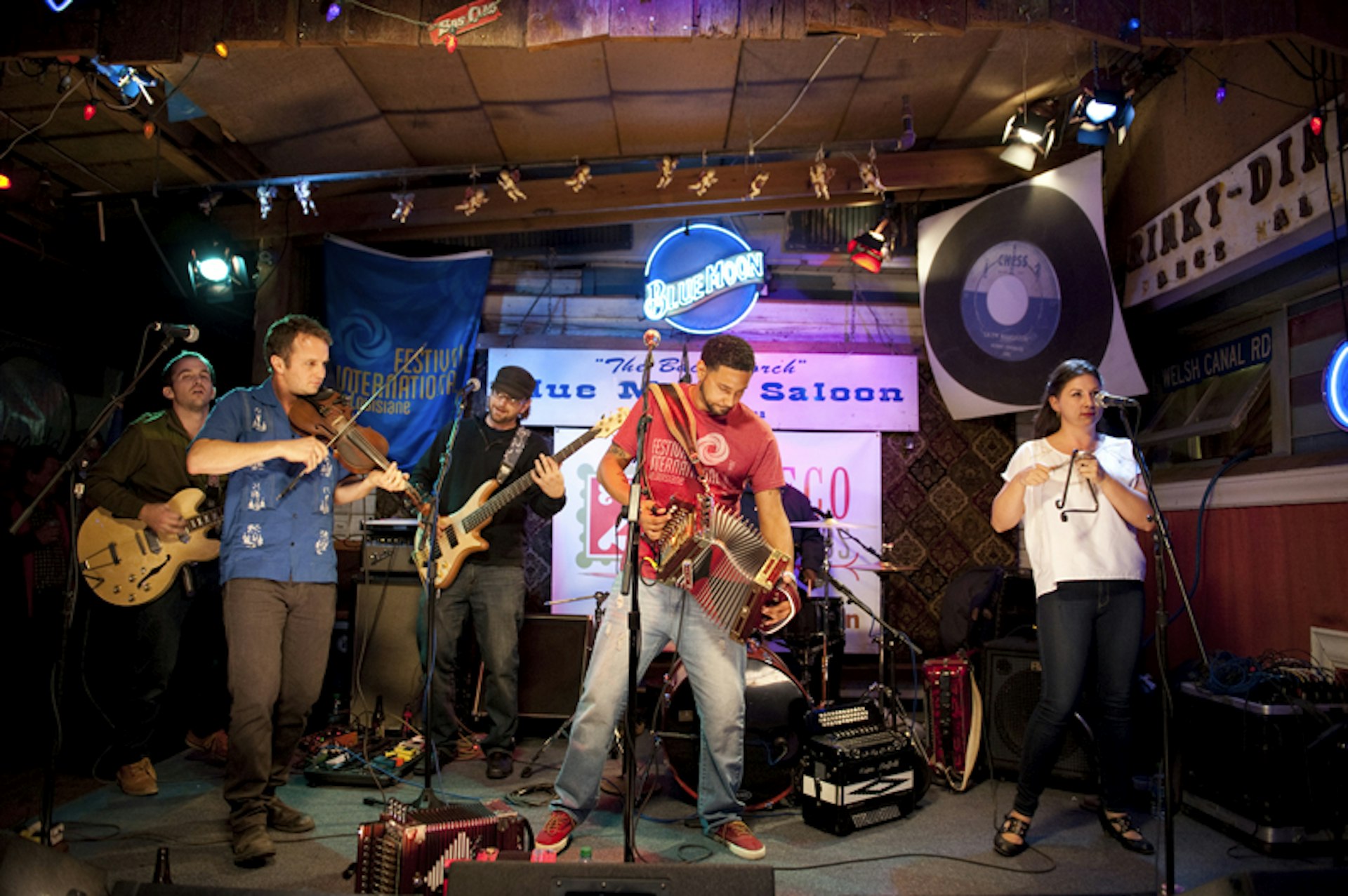 Cajun band performing at the Blue Moon Saloon. Image courtesy of Blue Moon Saloon & Guesthouse.