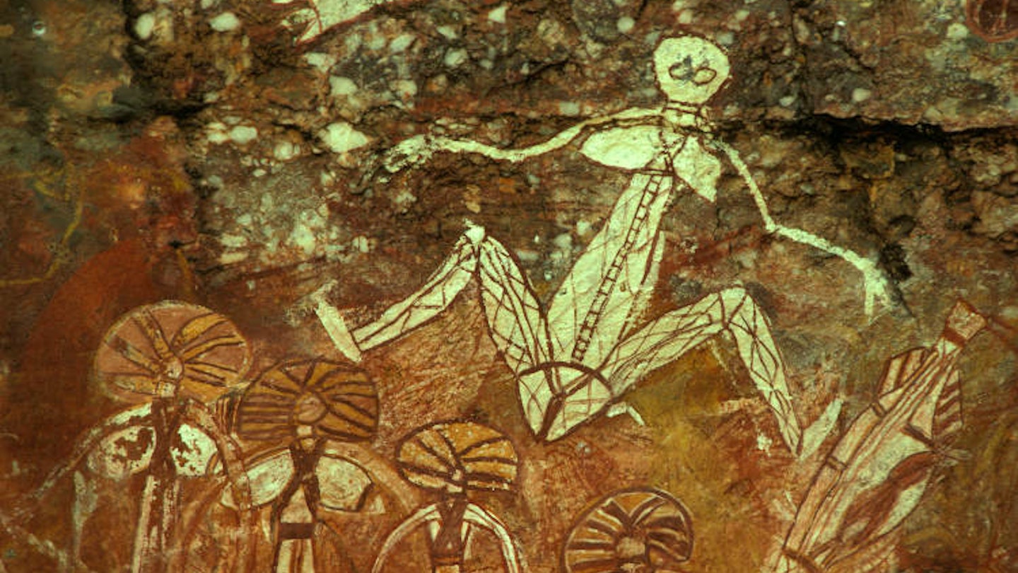 Aboriginal painting at Nourlangie Rock in Kakadu National Park. Image by Auscape / UIG / Getty Images