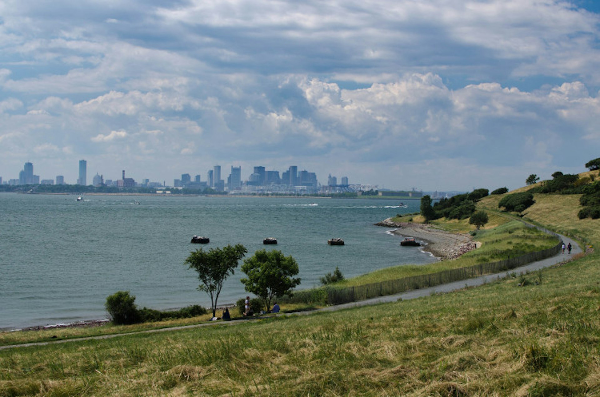 Hiking trail on Spectacle Island with view of the Boston harbor. Image by Scott Dexter / CC BY-SA 2.0