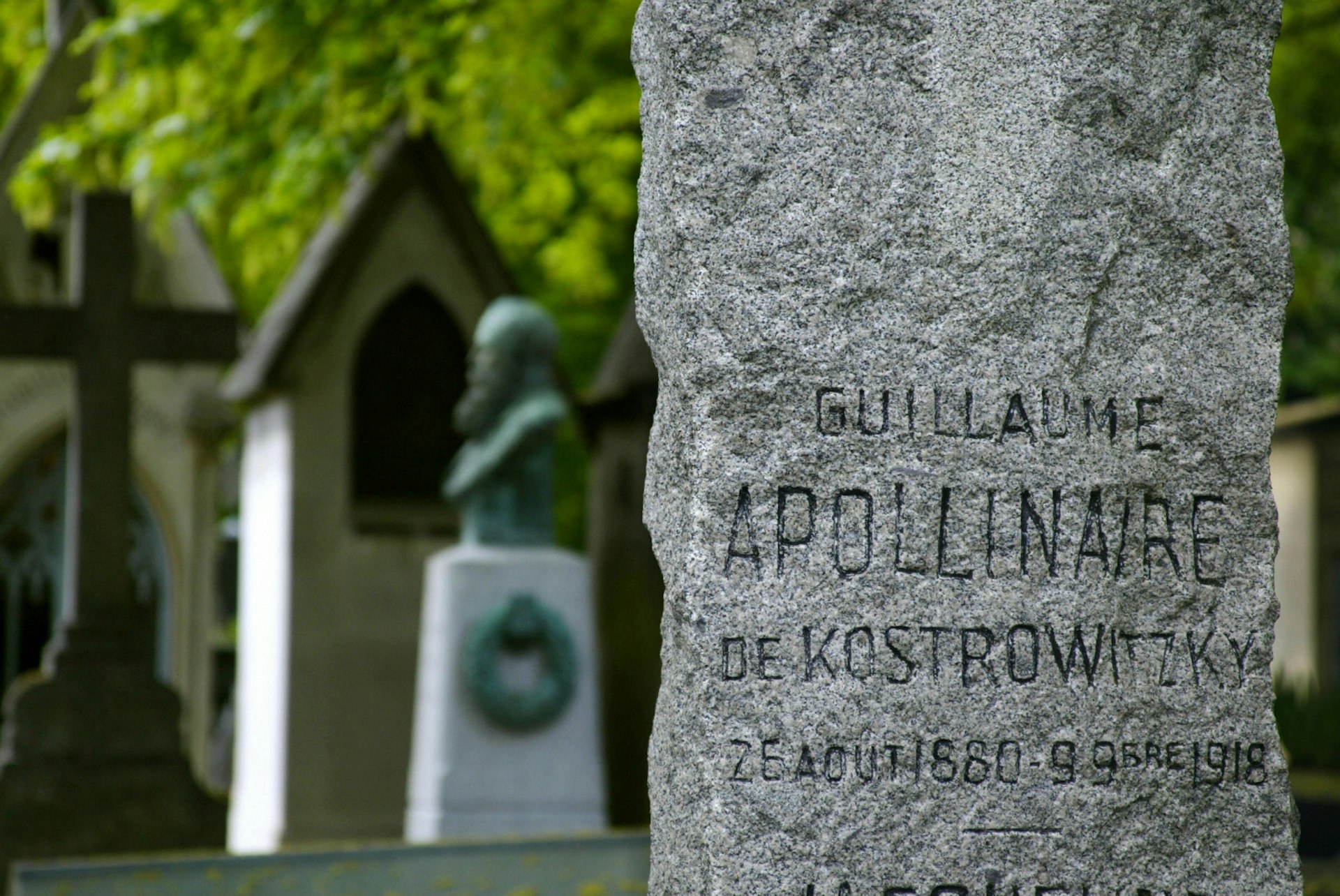 The gravestone of French poet Guillaume Apollinaire