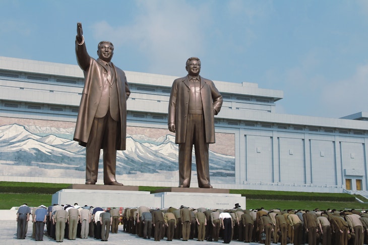 Mansudae Grand Monument in Pyongyang, dedicated to the country's leaders. Image by Lonely Planet