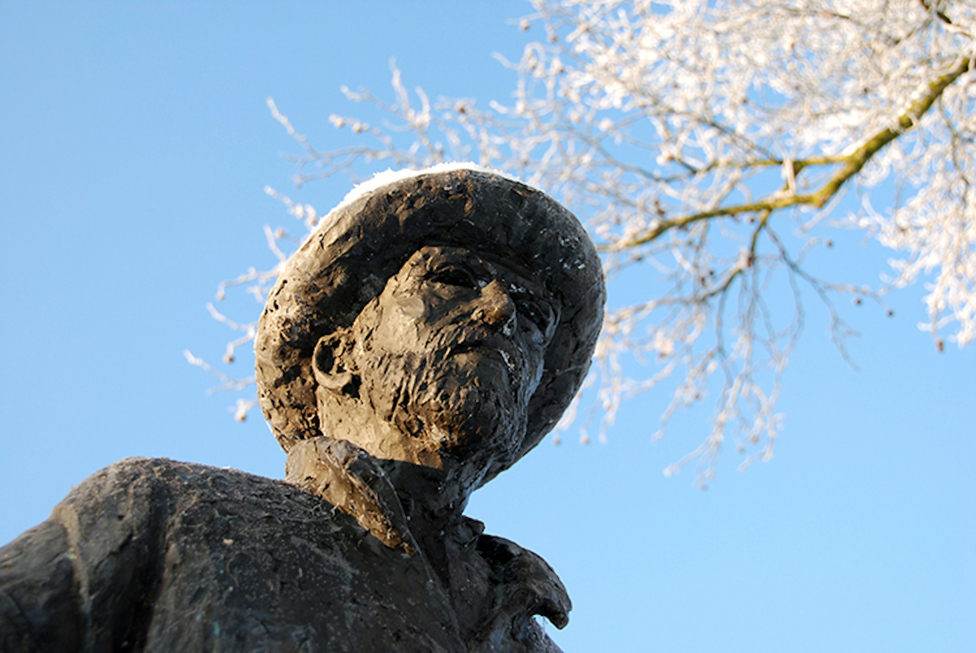 A bronze statue of Vincent Van Gogh in the Netherlands