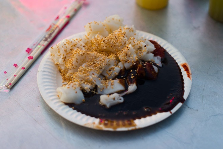 Chee cheong fun, steamed noodles with a unique dressing, as served at a stall on George Town’s busy Lg Baru (New Lane) street hawker zone. Image by Lonely Planet