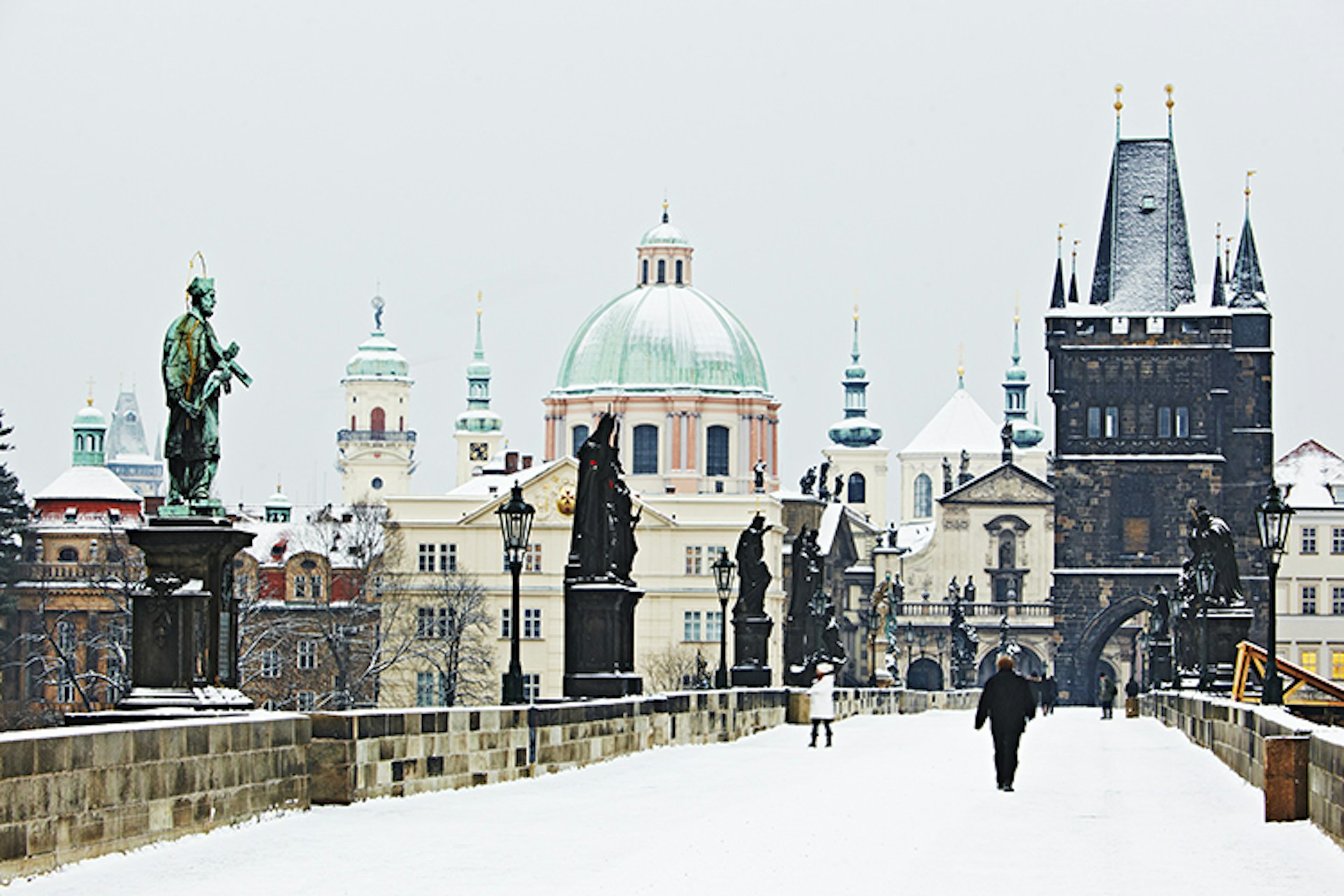 Prague's Charles Bridge looking towards the Old Town Square
