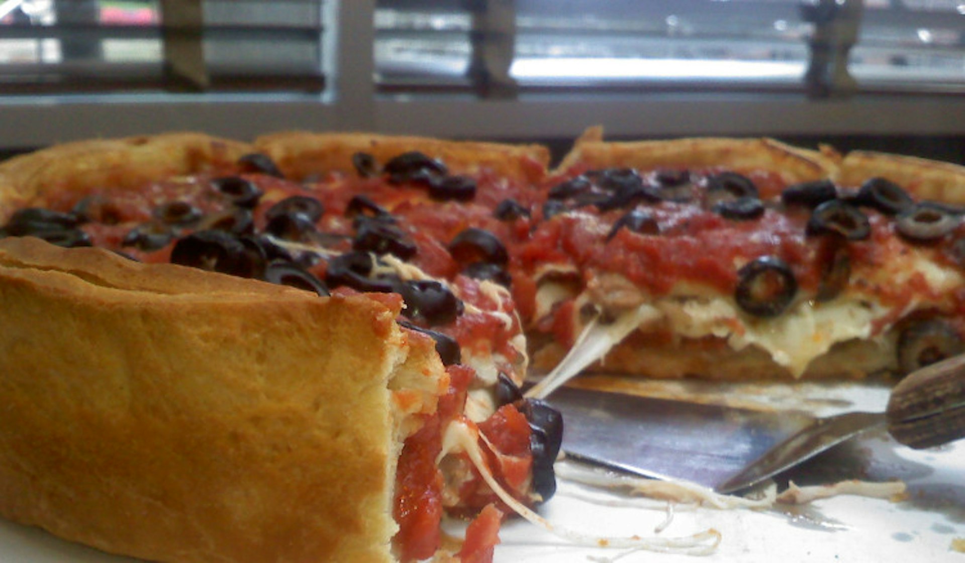 A not-so-little slice of heaven: Chicago deep dish pizza. Image by musicisentropy / CC BY-SA 2.0