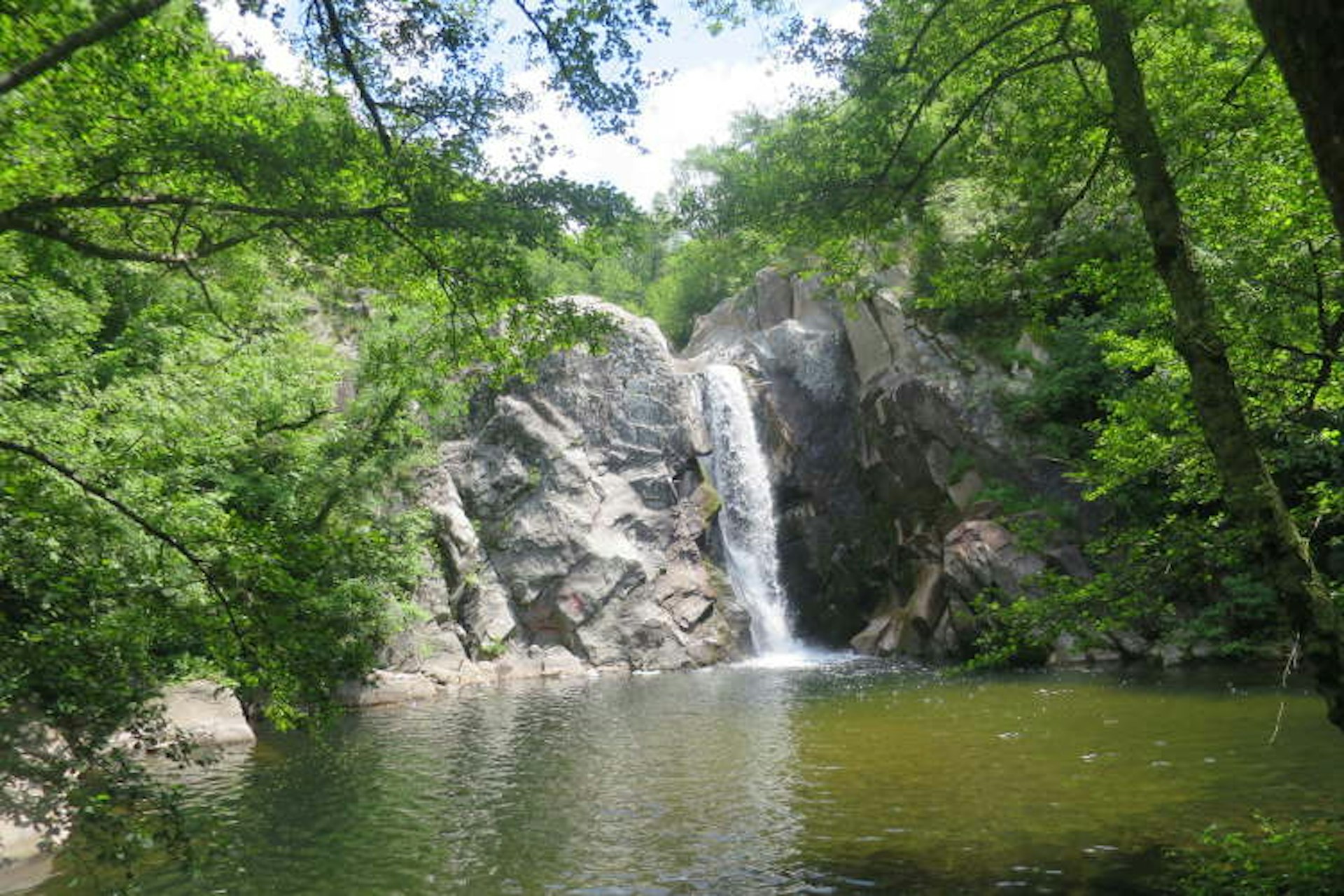 Waterfall of Agia Varvara in Rodopi Mountains National Park, bordered by alder and willow trees. Image by Karyn Noble / Lonely Planet 