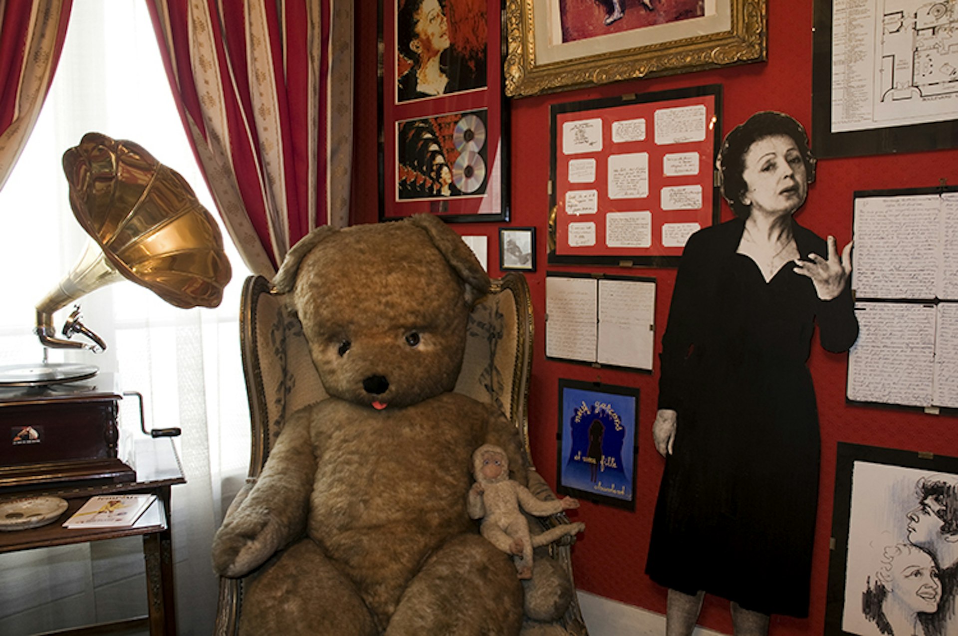 Quirky exhibits inside the Musée Edith Piaf.
