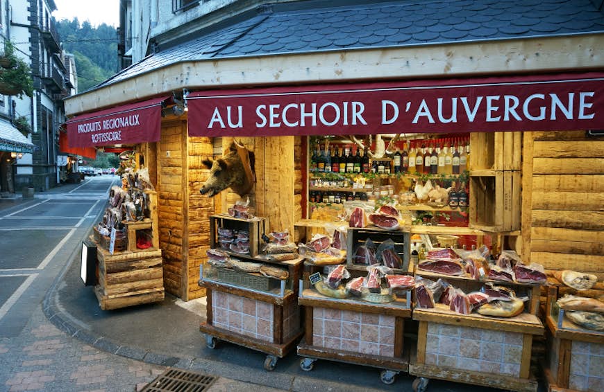 A shop in Le Mont-Dore selling cured meats, charcuterie, one of the Auvergne's specialities. Image by Anita Isalska Lonely Planet