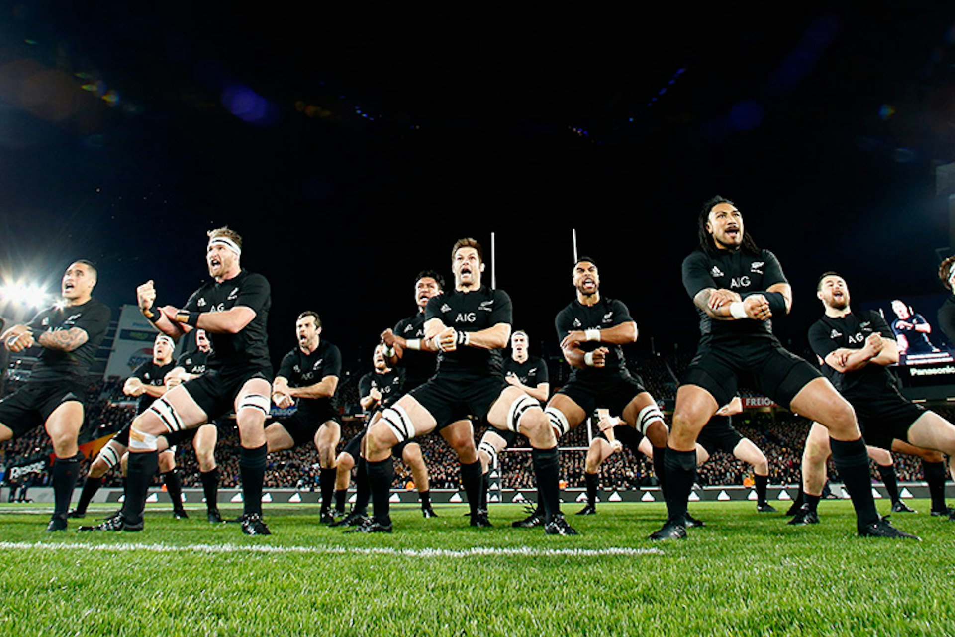 The All Blacks performing the haka at Eden Park.