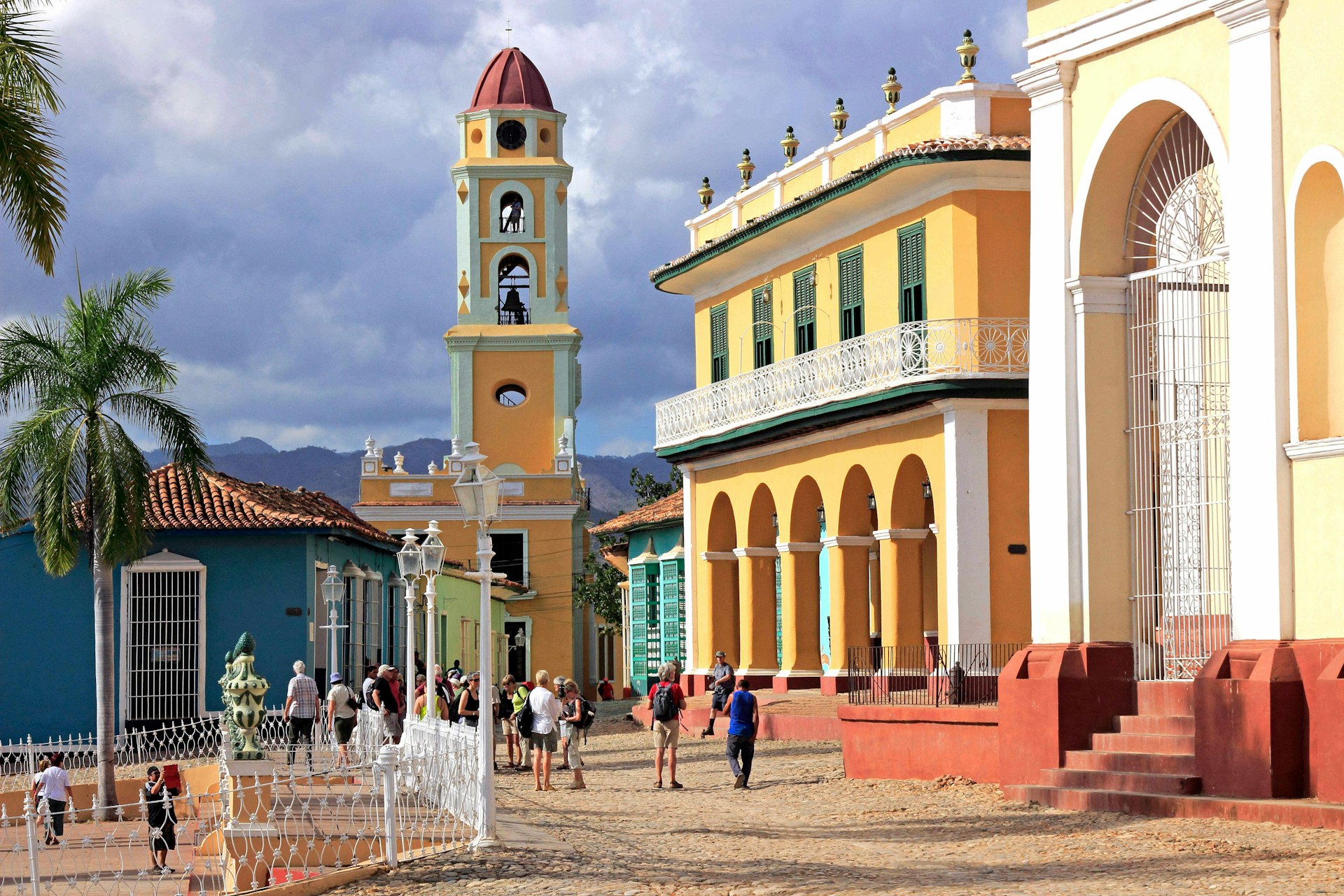 Brunet Palace and San Francisco Church on the Plaza Mayor in Trinidad, Cuba. Image by Education Images / Universal Images Group / Getty
