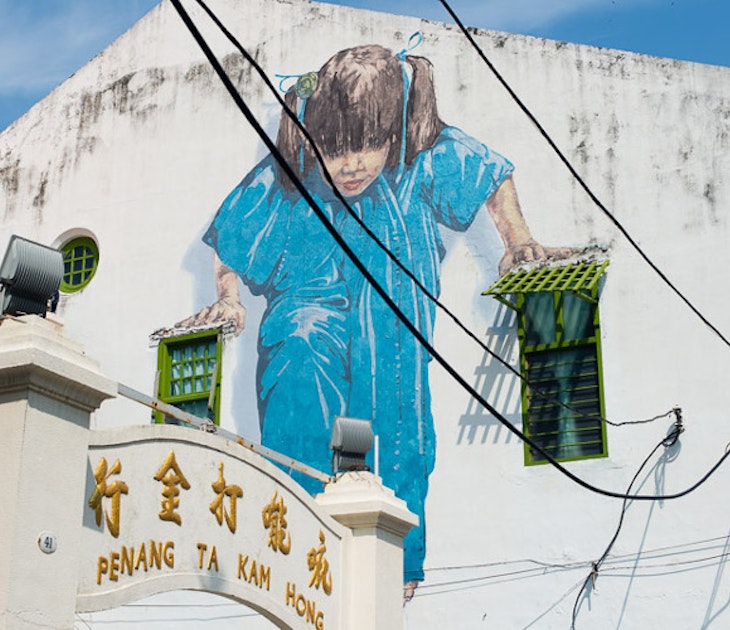 Kungfu Girl, one of the more popular street art pieces in George Town, Penang, by Lithuanian street artist Ernest Zacharevic. Image by Lonely Planet
