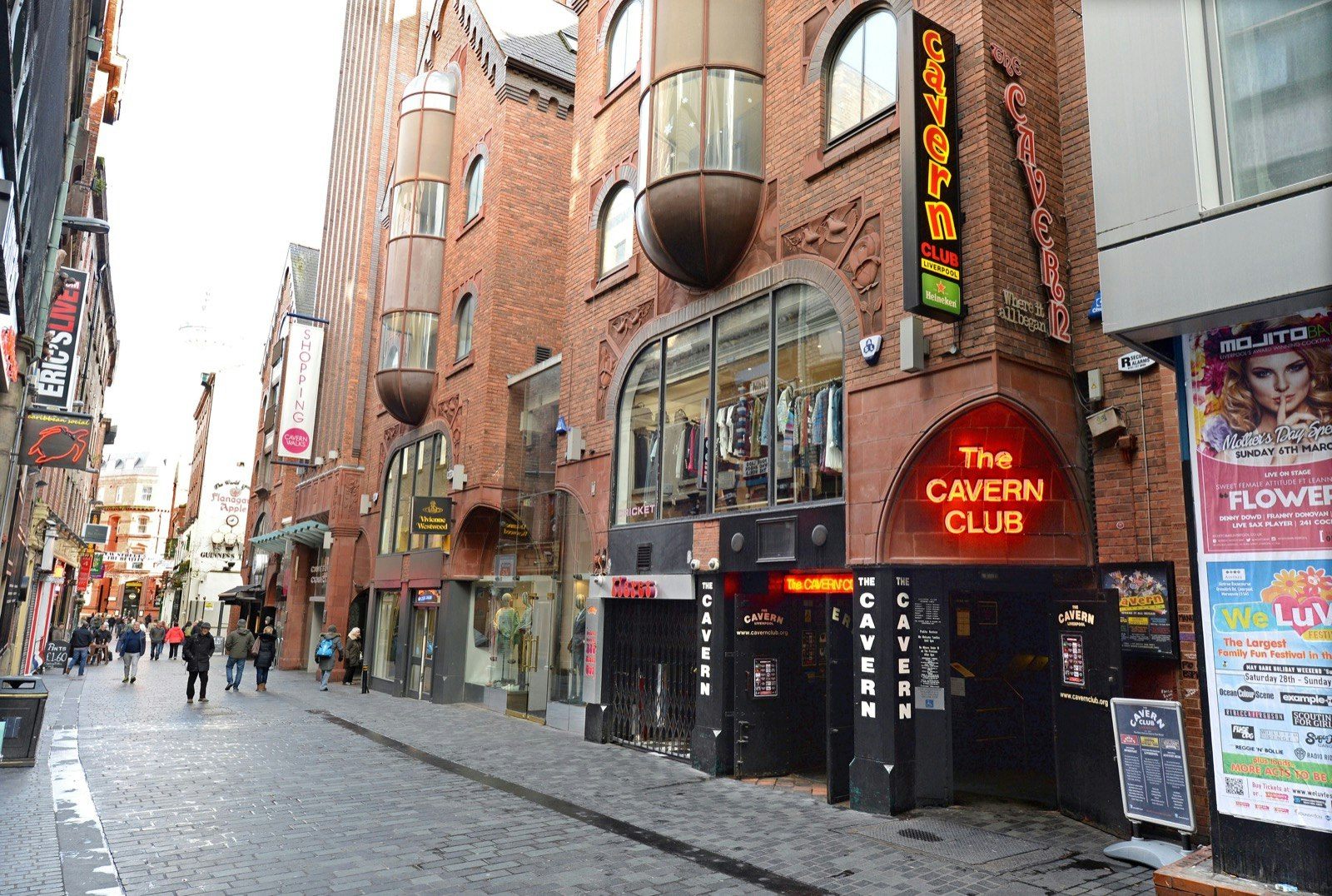 General view of The Cavern Club, the world famous nightclub on Mathew Street in Liverpool, which was the birthplace of The Beatles