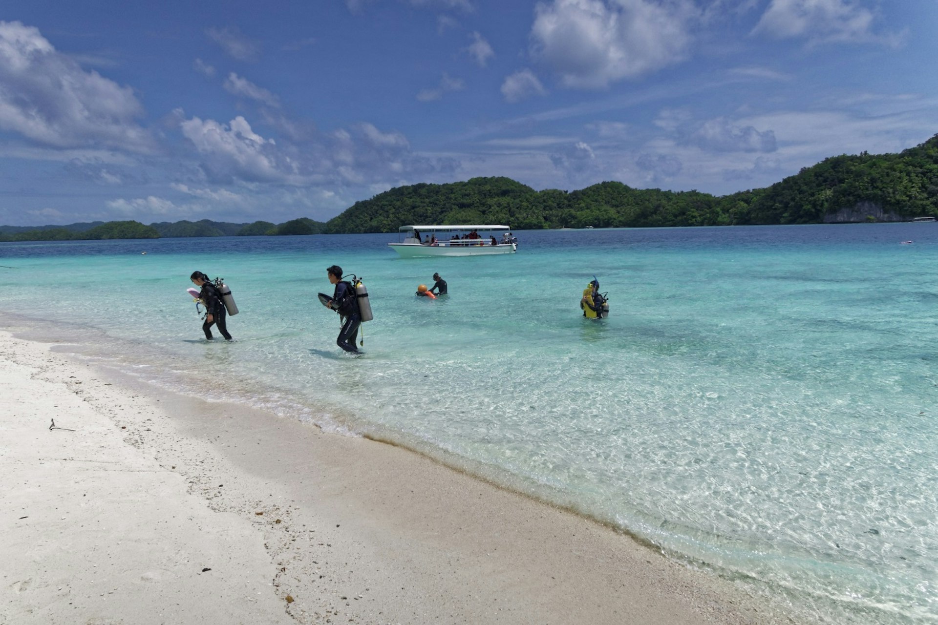 Returning from diving, the Rock Islands, Palau