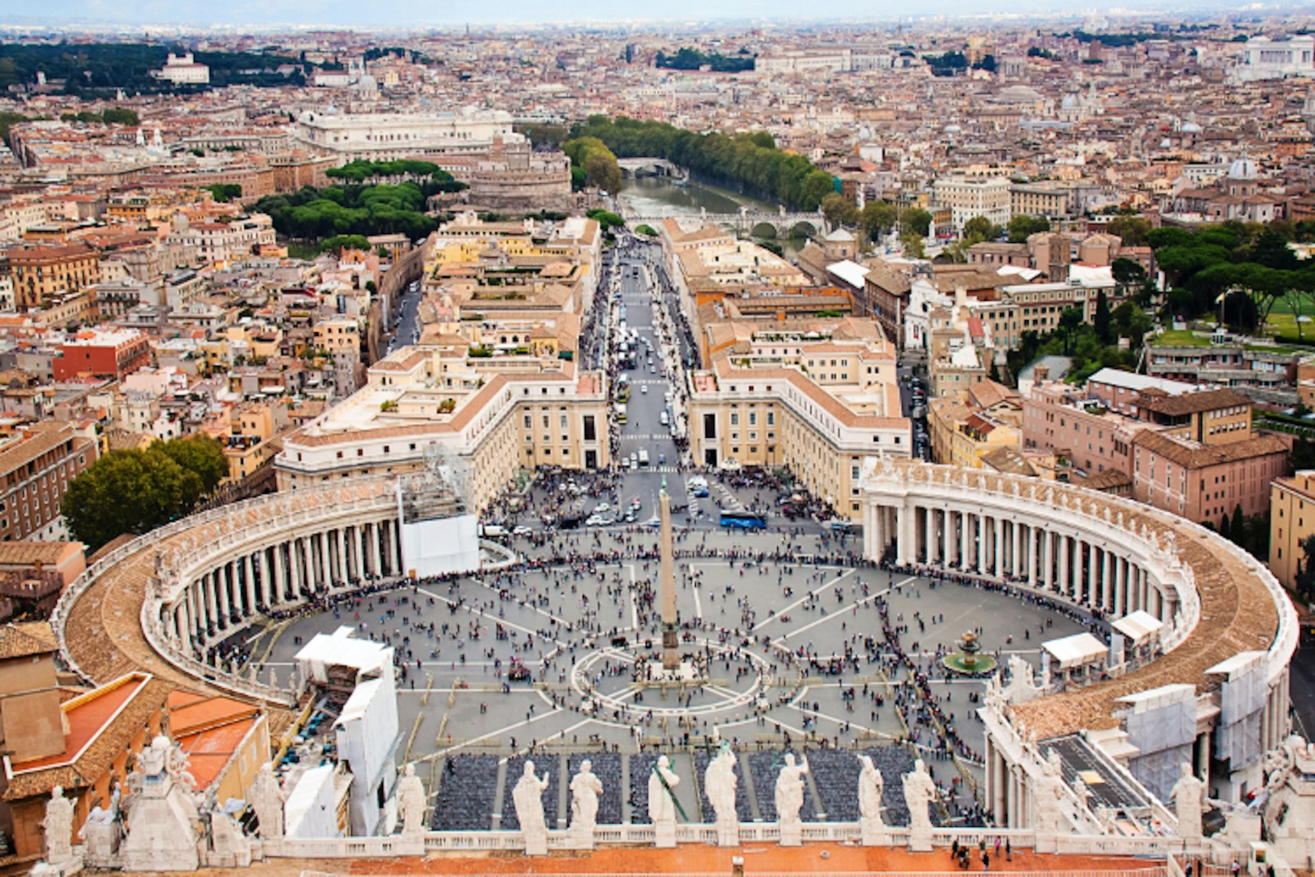 The view over St Peter's Square from the basilica dome.