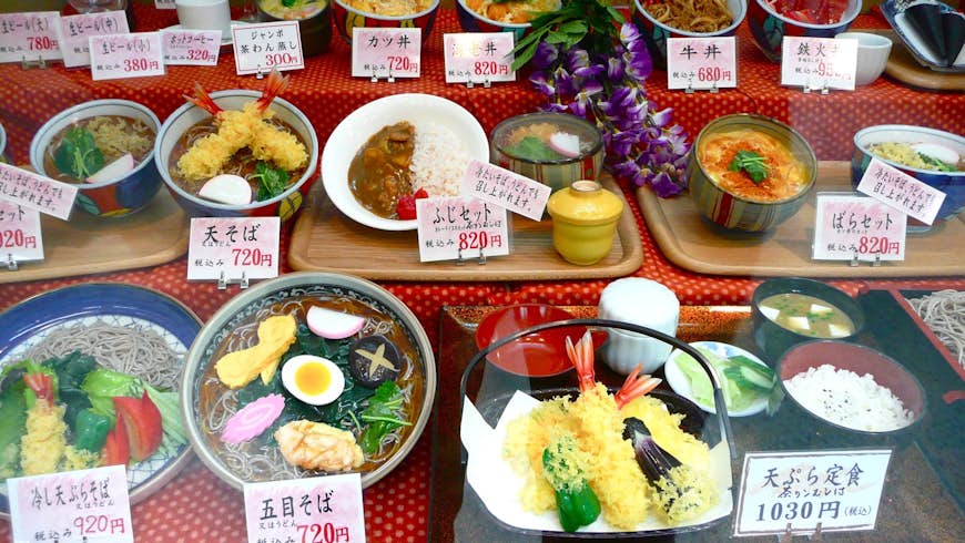 Display of plastic food at a restaurant in Japan