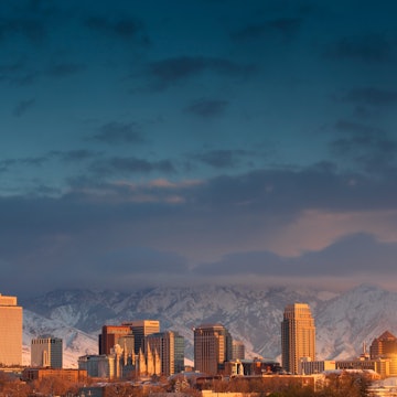 Salt Lake City’s proximity to the Wasatch and Oquirrh mountain ranges makes it a perfect winter destination, but there’s plenty to do downtown too. Image by Joel Addams / Aurora / Getty