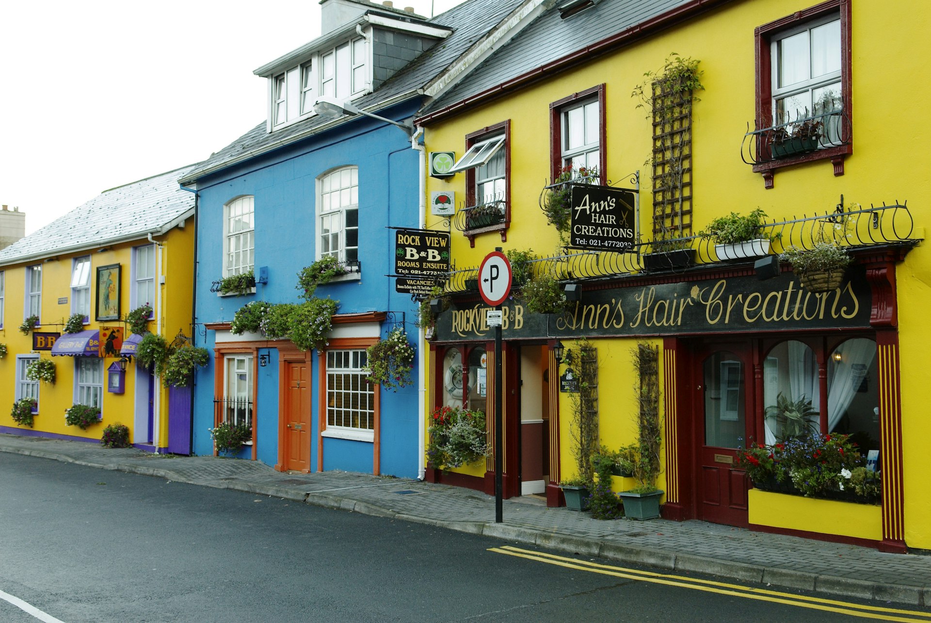 Colorful buildings along the streets of of the charming seaside village of Kinsale County Cork Ireland