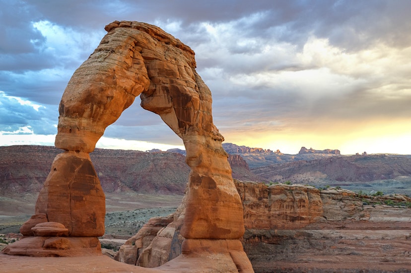 Delicate Arch in Arches National Park. Image by gcgebel / iStock / Getty