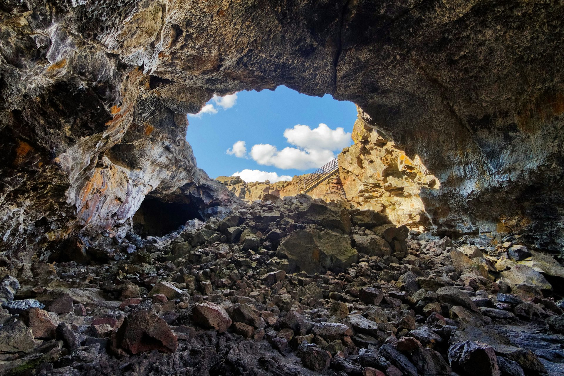 A lava tube cave at Craters of the Moon National Monument. Image by Anna Gorin / Moment Open / Getty