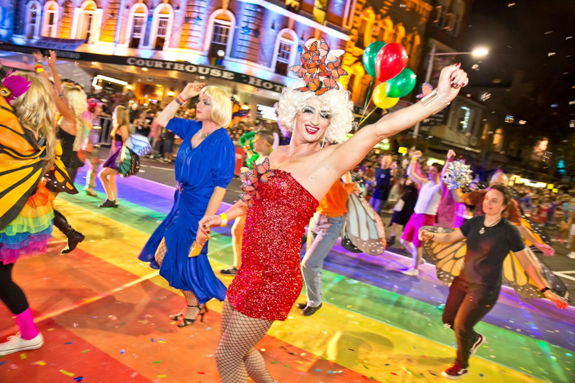 Get your Pride on at the Sydney Mardi Gras Parade. Image by Hamid Mousa / Sydney Gay and Lesbian Mardi Gras