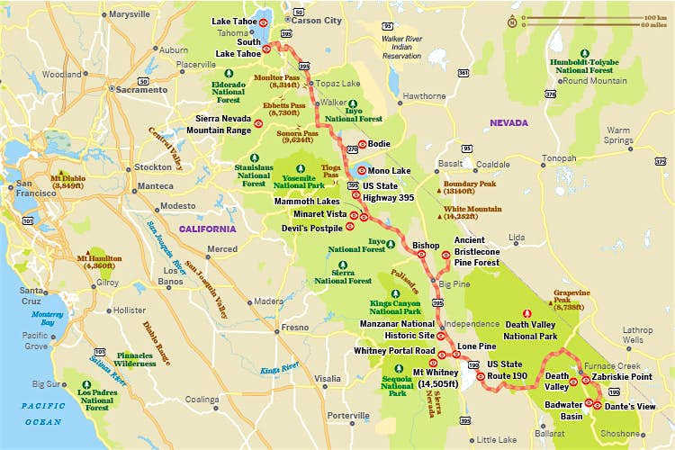 Highway 395 California Map 