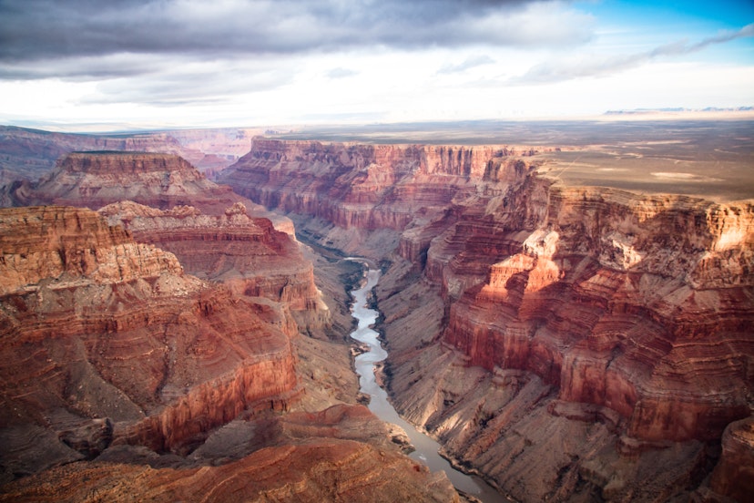 A wide angle of the Grand Canyon, with the Rio Grande flowing below; the USA's top 10 natural wonders