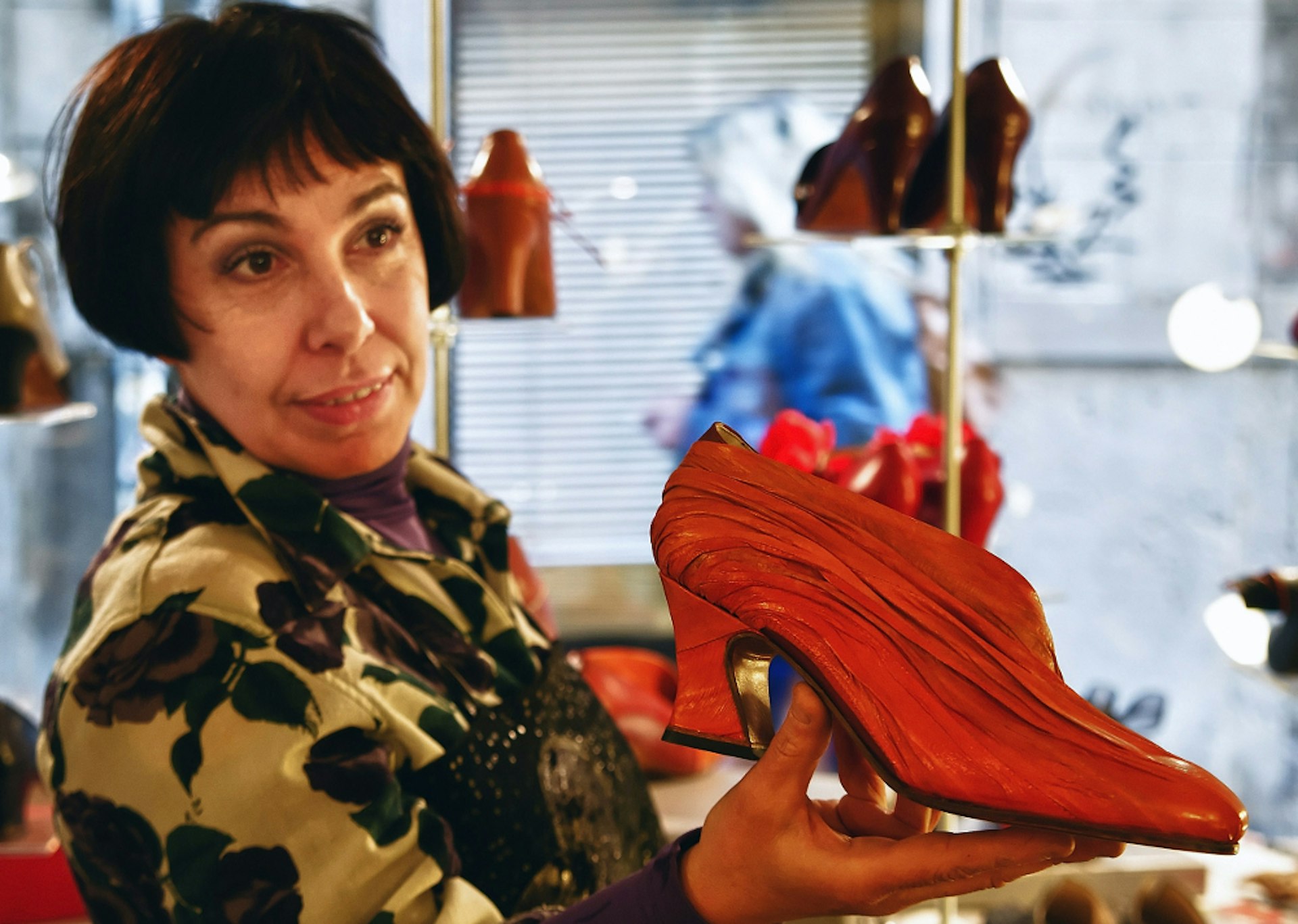 Giovanna Zanella shows off her handcrafted shoes.