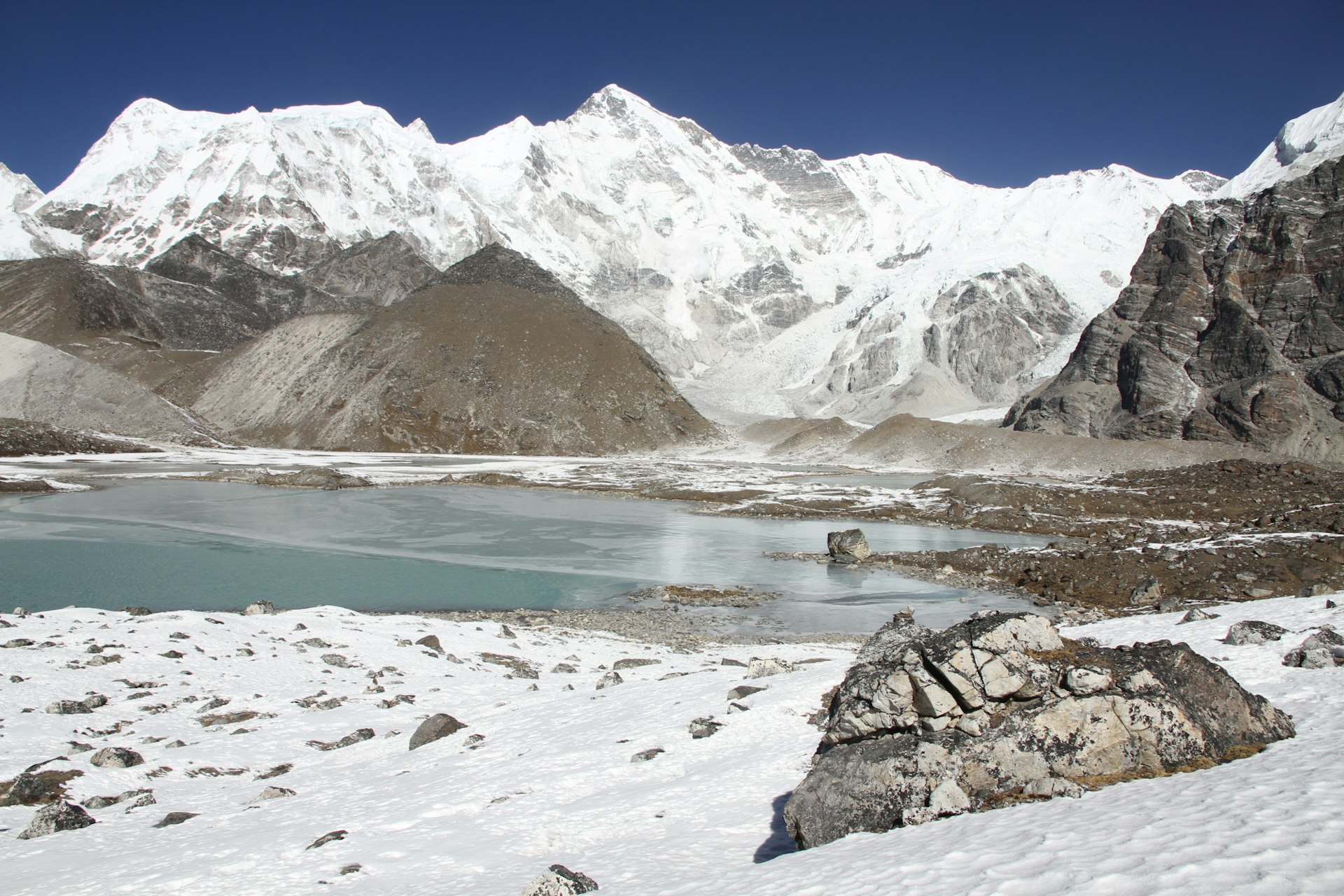 Lake 6 on the moraine of the Ngozumpa Glacier, above Gokyo. Image by Bradley Mayhew / Lonely Planet