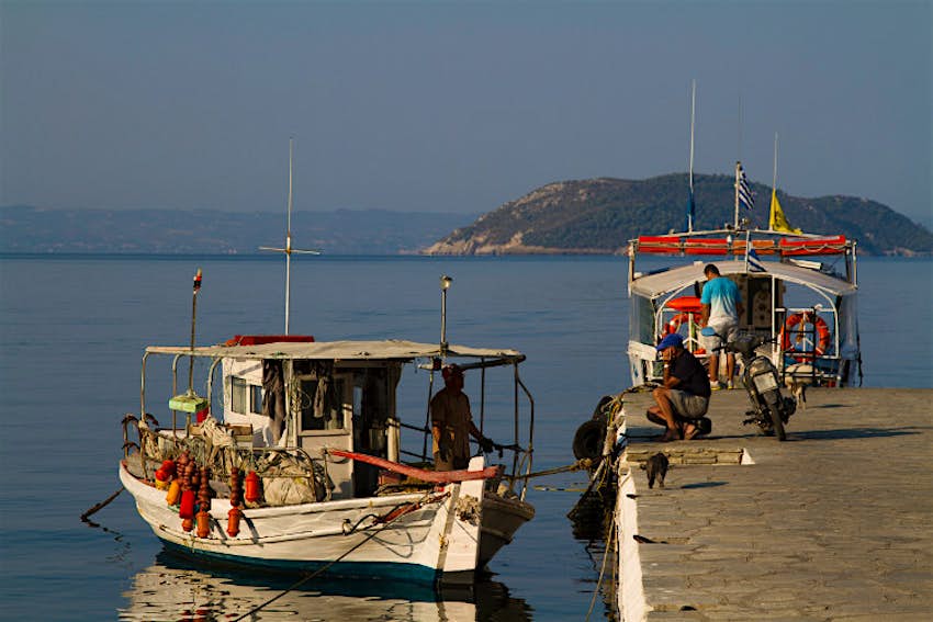 Features - Neos-Marmaras-boats-Halkidiki_CS Small boats in Neos Marmaras port, Sithonia. Image by Aldo Pavan / Lonely Planet Images / Getty Images