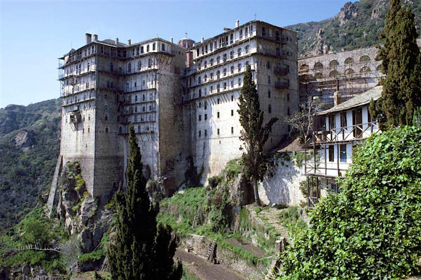Features - Simonos-Petras-monastery-Mt-Athos-Halkidiki_CS Spectacular Moni Simonos Petras on Mt Athos. Image by Arcaid / UIG / Getty Images