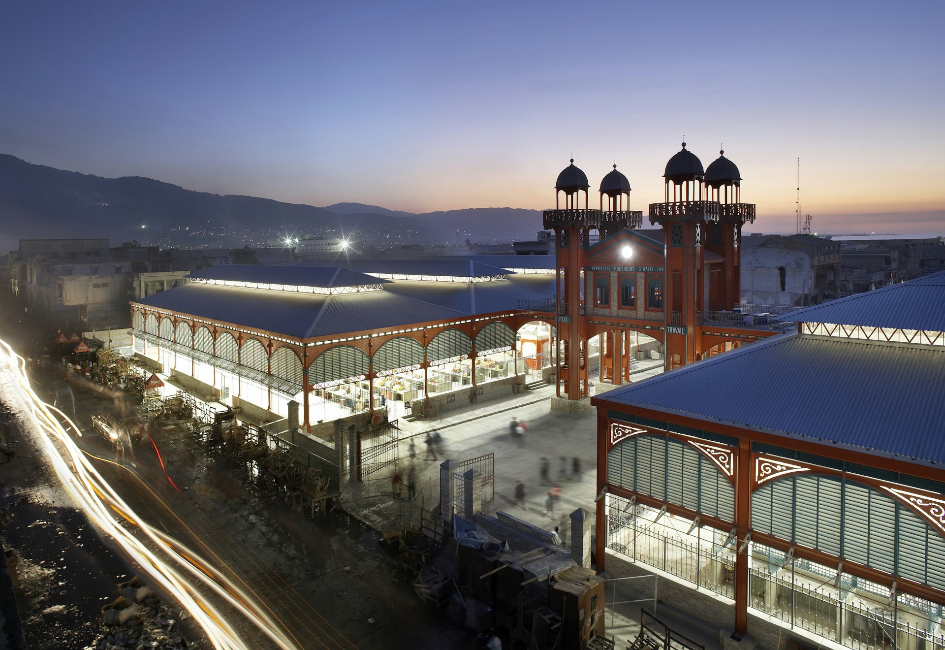 The Iron MarketPortauprinceHaiti, Architect: John Mcaslan And Partners, 2011, The Iron Market, Port-Au-Prince, Haiti, John Mcaslan And Partners, 2011 Twilight Aerial View (Photo by © View Pictures/UIG via Getty Images)