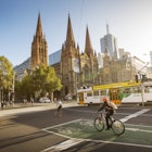 Features - St Pauls Cathedral with cyclist and tram