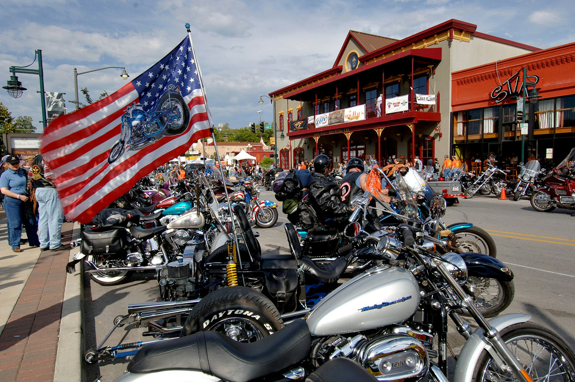 Fayetteville hosts an annual Bikes, Blues & BBQ rally . Image courtesy of Arkansas Department of Parks and Tourism