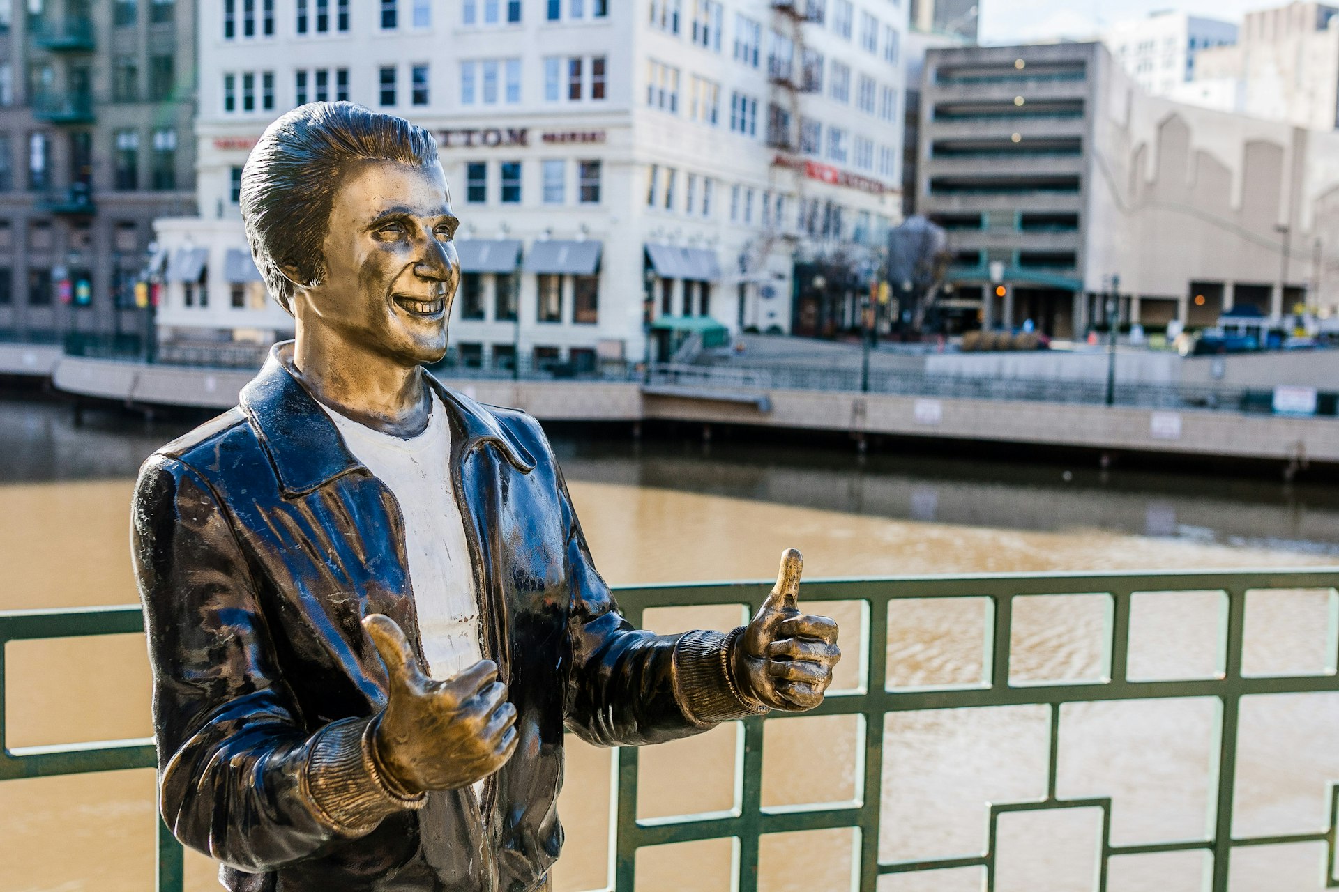 The Bronze Fonz, Milwaukee's most photographed sight. 