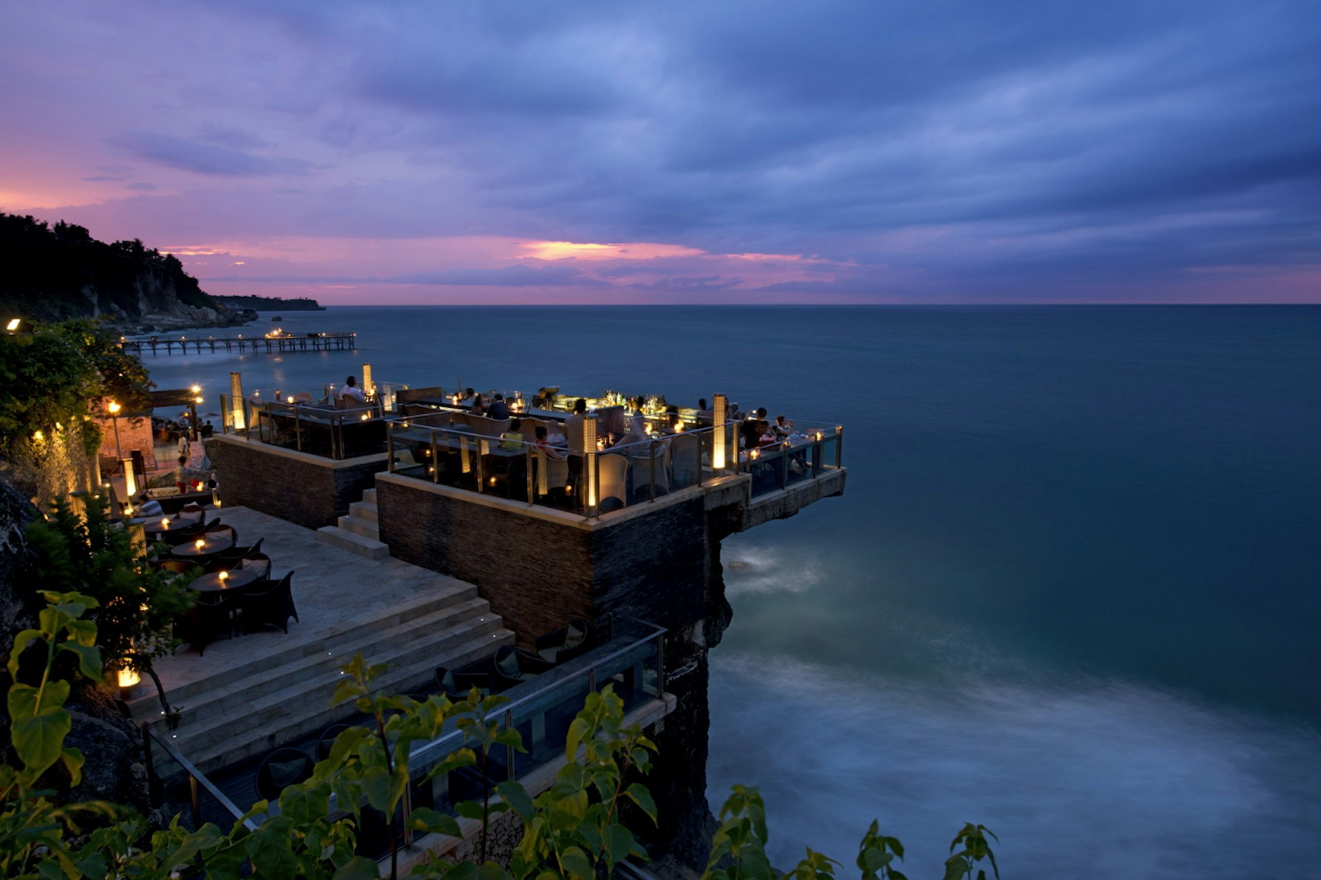 Rock Bar, Jimbaran, Bali, by night. Image courtesy of Ayana Resort & Spa, Bali