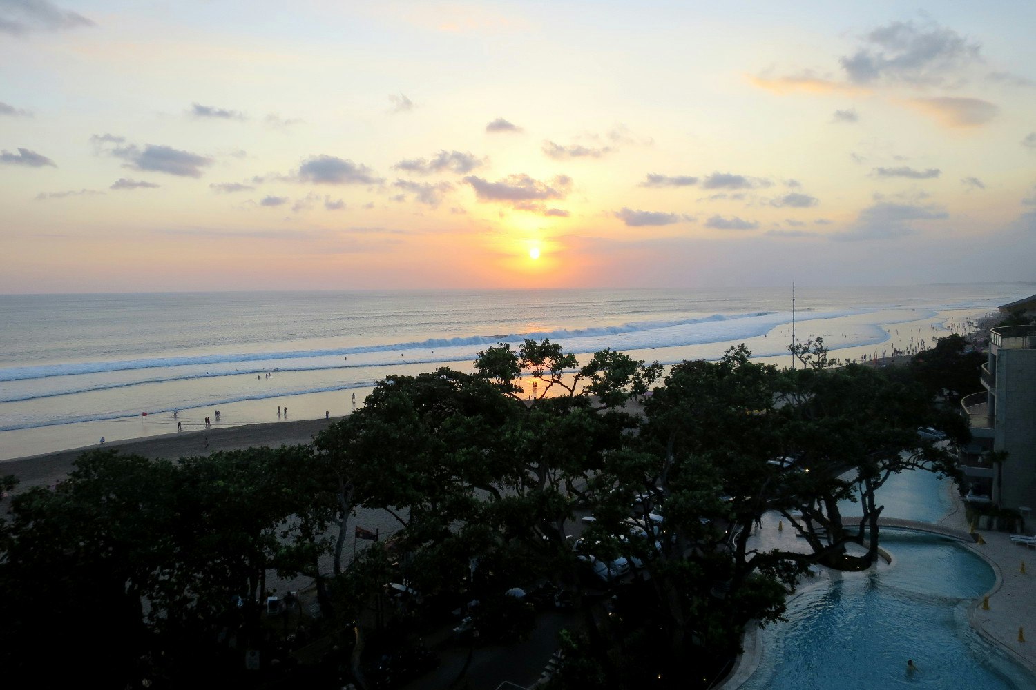 Sunset view from Double Six Rooftop, Bali © Timmy Page / Lonely Planet