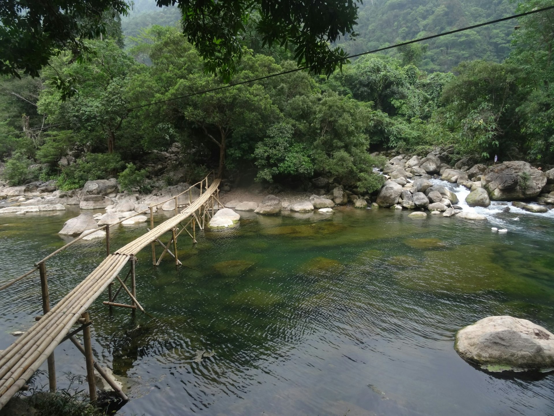 Bamboo bridge on the Nuoc Mooc Ecotrail