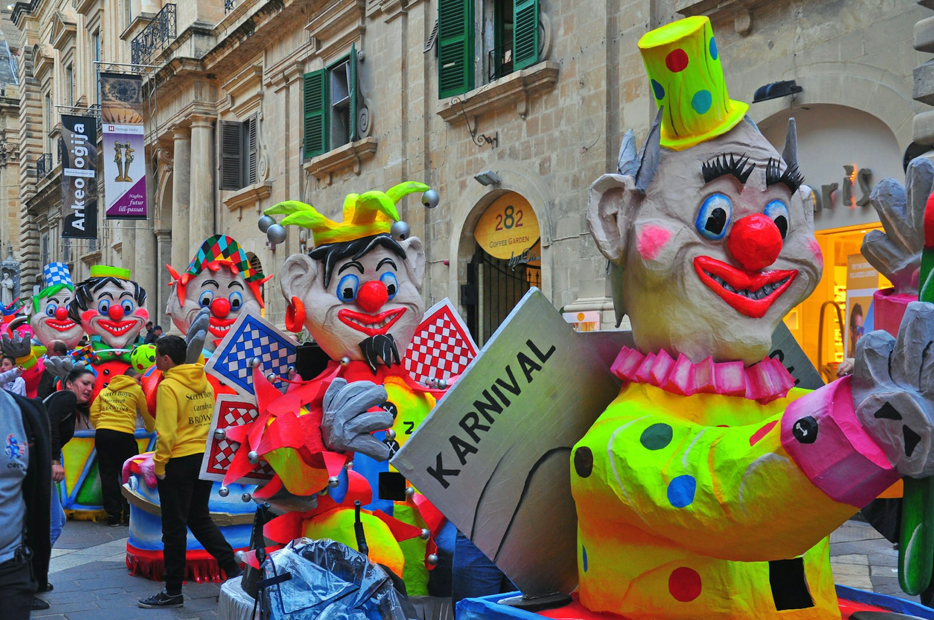 A carnival procession in Valletta, Malta's tiny capital