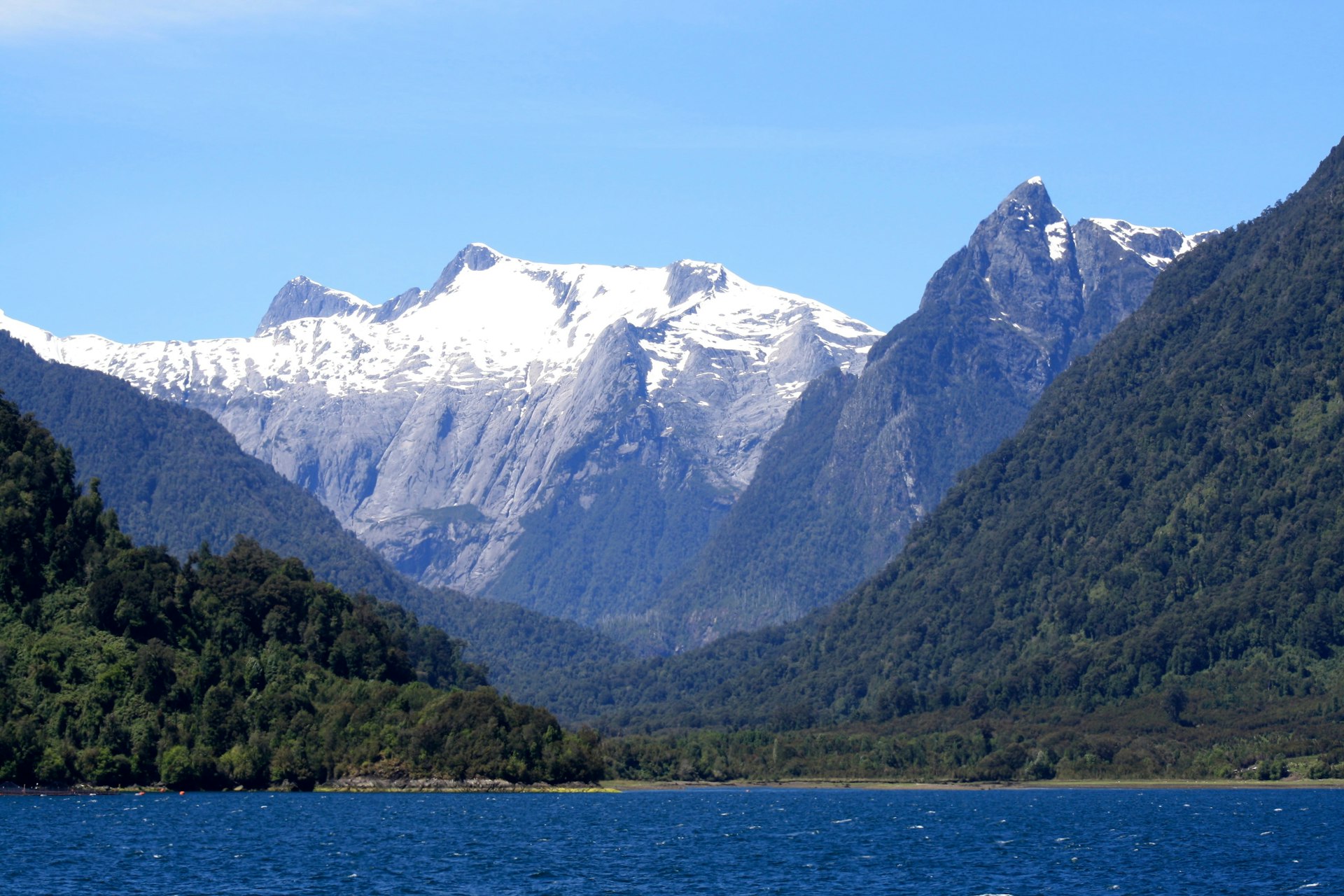 The Andes as seen from the Bimodal Ferry route to Caleta Gonzalo © Carolyn McCarthy