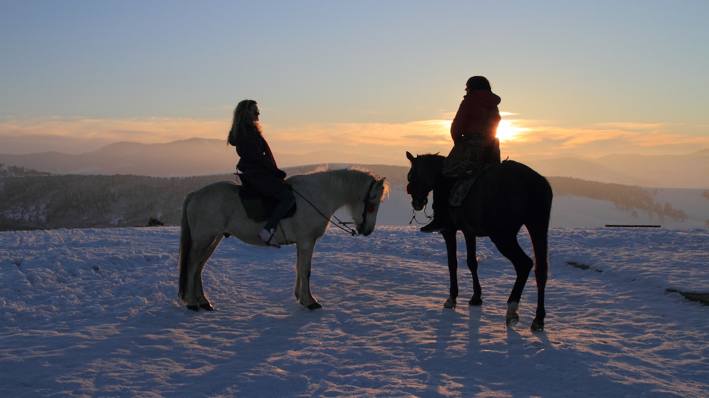 Winter horse riding on the slopes of Zlatibor @ courtesy of National Tourism Organisation of Serbia