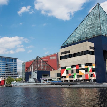 Features - Historic ships in front of the National Aquarium, Baltimore, Maryland