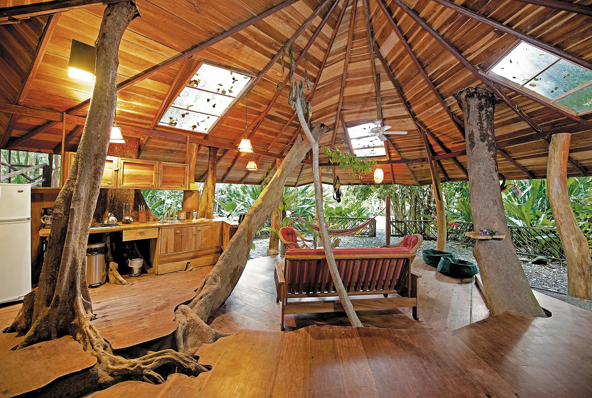 The first floor of the tree house at Tree House Lodge in Costa Rica