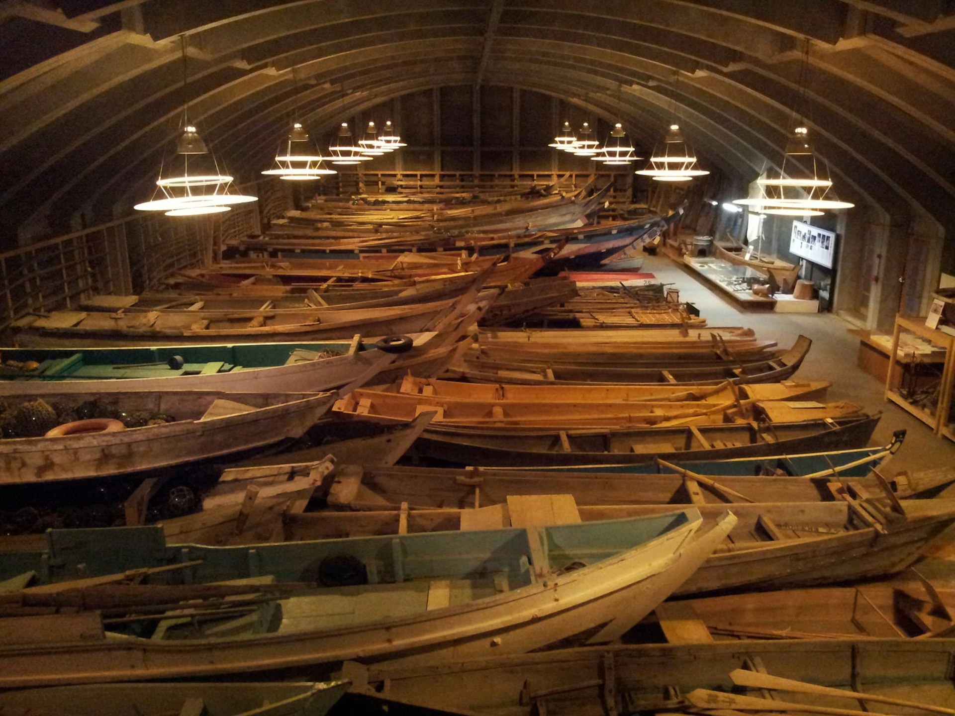 Warehouse full of wooden boats, Toba Sea-Folk Museum