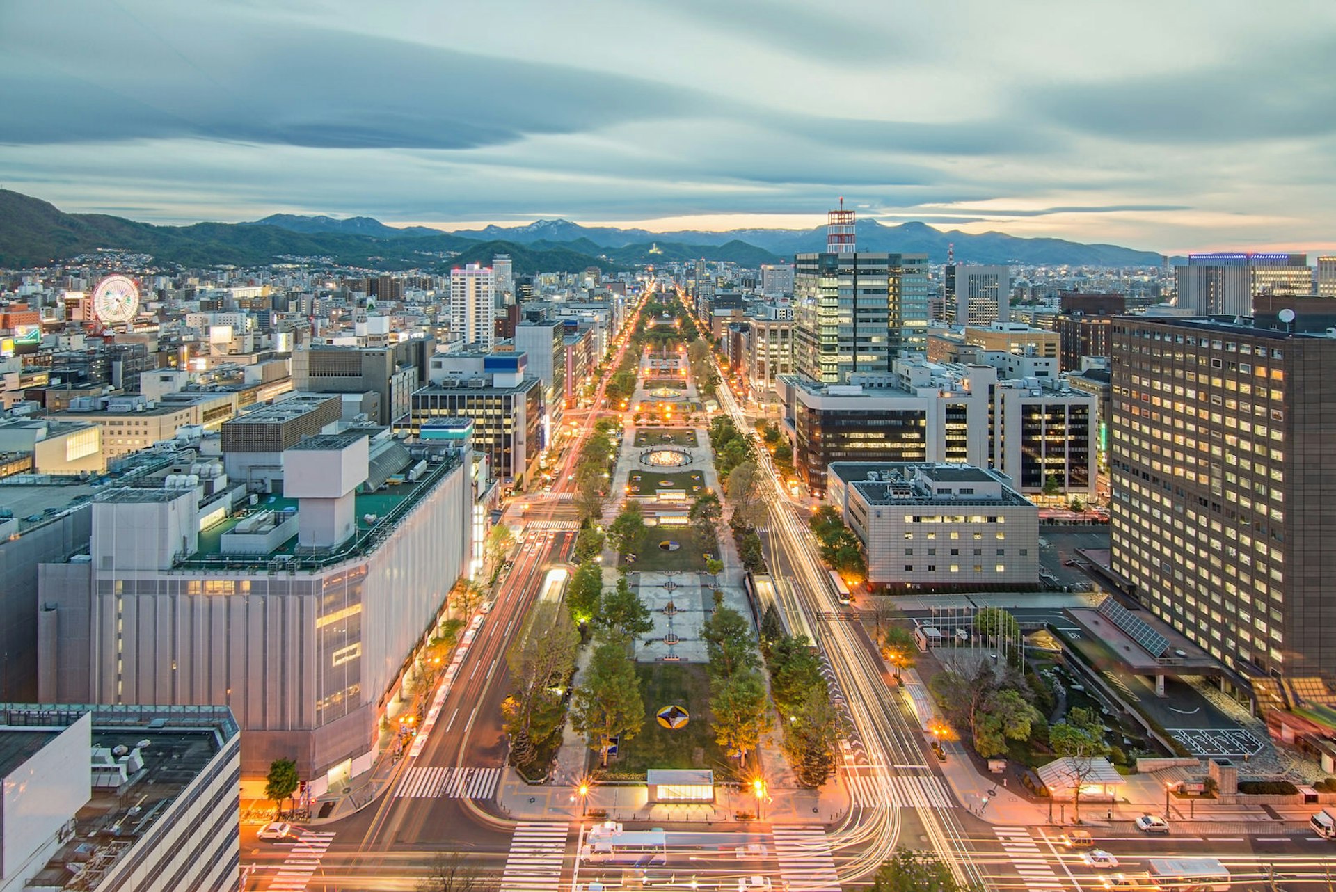 Sapporo, Japan downtown city skyline at Odori Park.