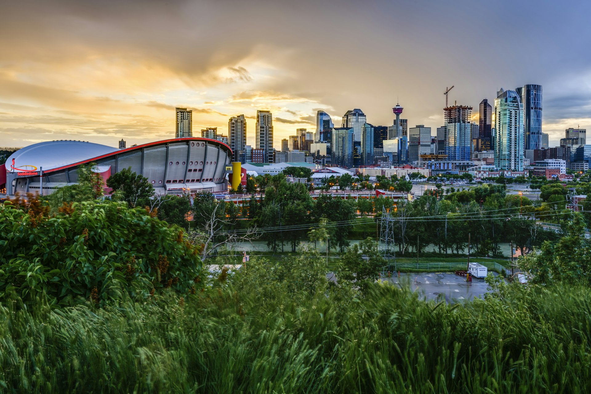 Calgary skyline and the Bow River.